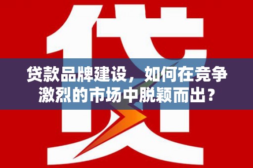 双牌贷款品牌建设，如何在竞争激烈的市场中脱颖而出？